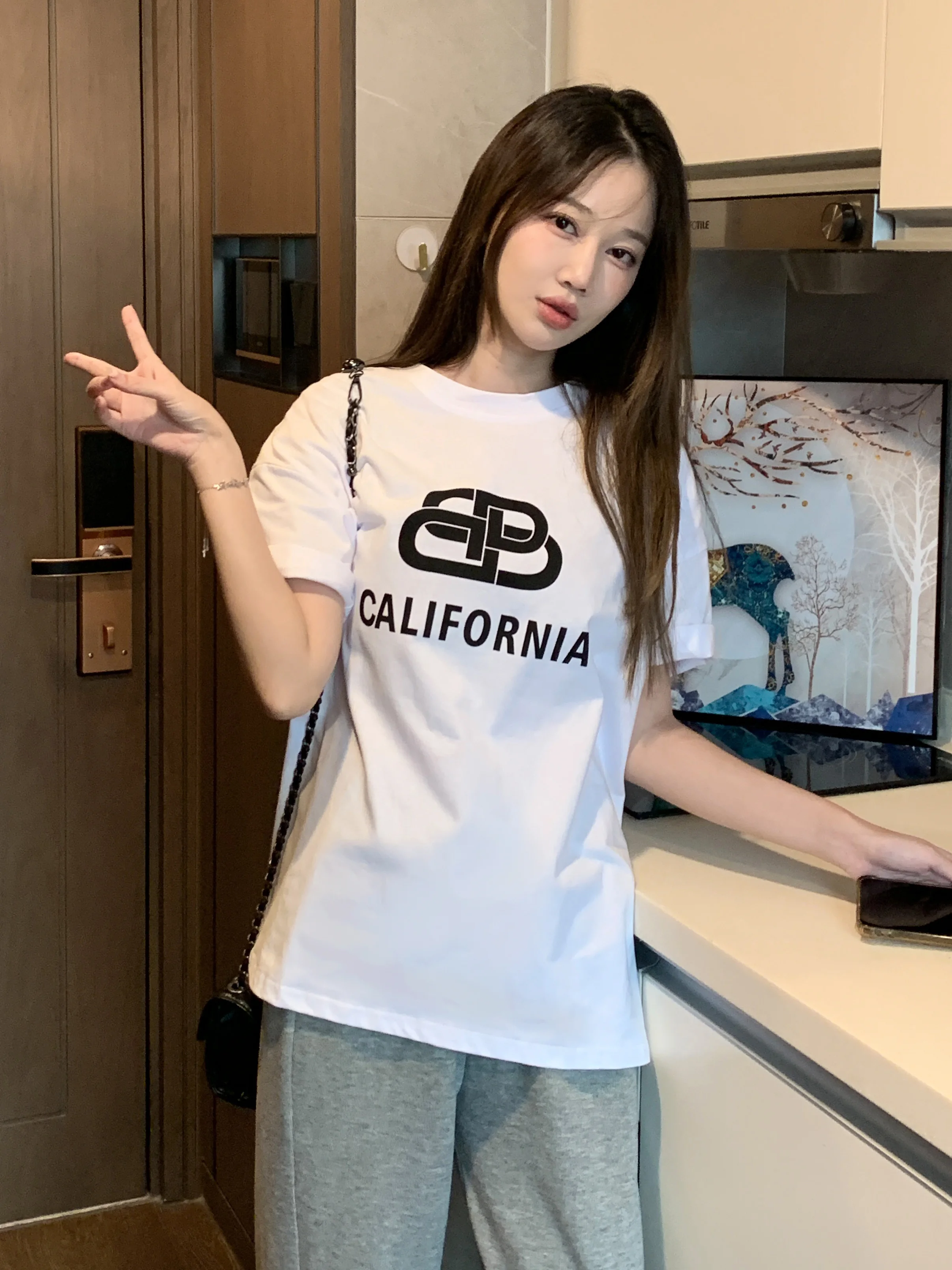 Summer New Korean Edition Summer T-shirt Women's Top Simple and Versatile Casual Short Sleeve Round Neck Pullover Summer