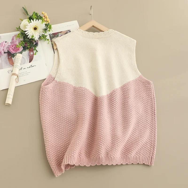 Spring Sweet Mori Girl Japan Style Flower Embroidered Knitted Sweater Vest Women Sleeveless Single Breasted Knitwear Tops