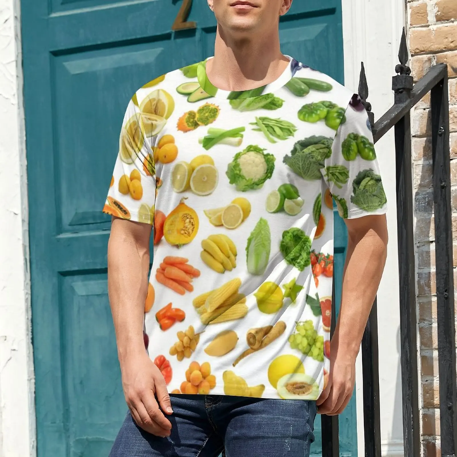 Vegetarian T Shirt For Couple Fruits and Vegetables O Neck T Shirts Beach Harajuku Tops Short Sleeve Classic Plus Size Tees