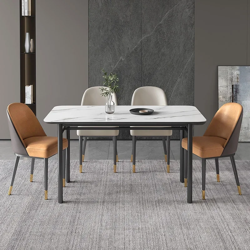 Small Apartment Simple Table Multi-Person Rectangular Table and Chair Combination 6-Person Restaurant Minimalist Dining Table