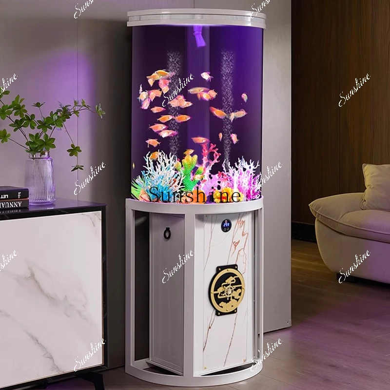

Semicircular living room small fish tank water-free acrylic floor aquarium light luxury FT
