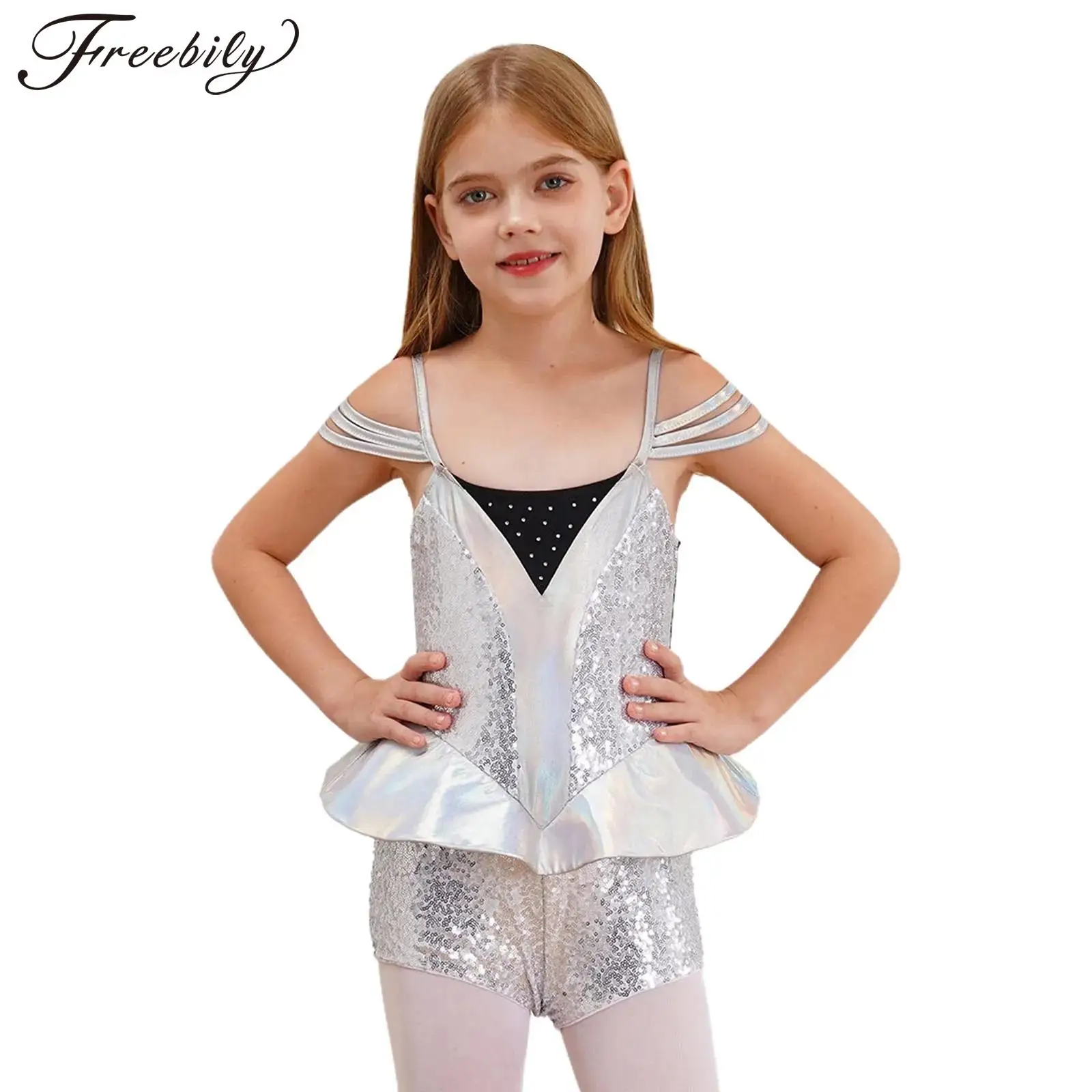 Girls Alien Costume Halloween Carnival Cosplay Fancy Dress Up Robot Spacemen Astronaut Costume Sequins Dance Leotard