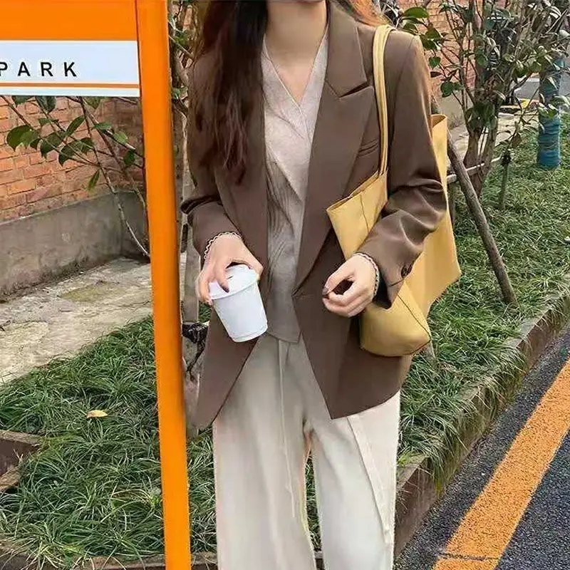 

2026 Spring Fashion New Women's Elegant College Style Casual Suit Coat Loose Design Long Sleeve Professional Blazers for Women