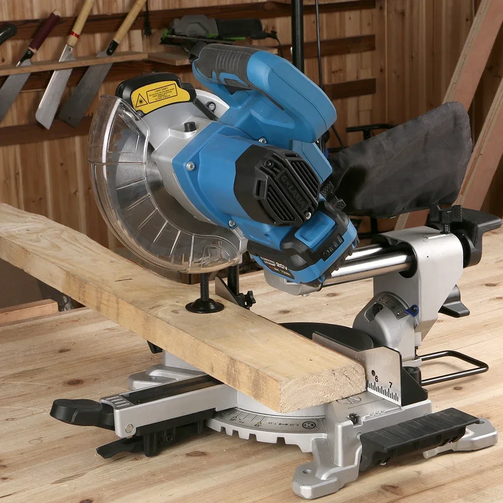 YYHC- 20V Cordless Electric Wood Saw Double 7IN Lithium Batteries Miter Sliding Saw with Protractor