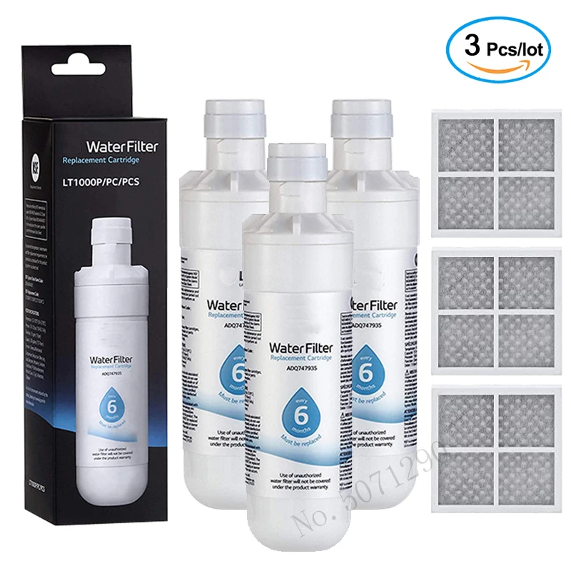 NSF Certified Refrigerator Water and Air Filter Replacement  LT1000P, ADQ74793501, ADQ74793502, LT120F, 3 Combination