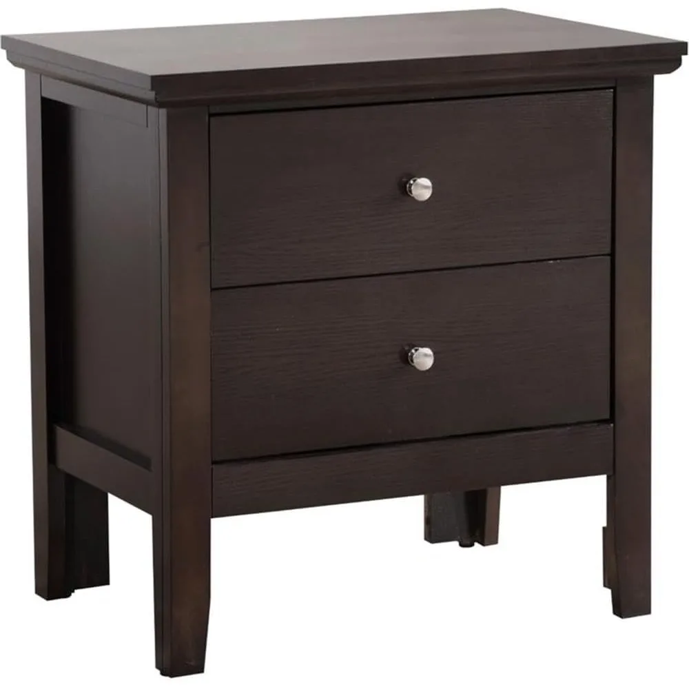 

espresso finish 2-drawer nightstand