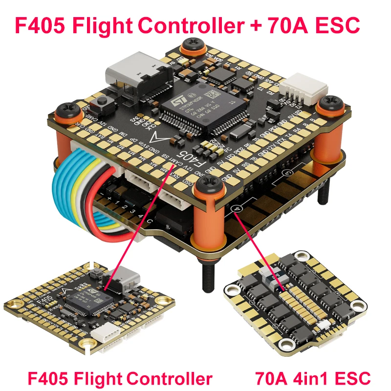 F4/F405 FC Flight Control 3-8S & 70A 4IN1 ESC Stack For Mark4 APEX XL FPV Frame Drone INAV