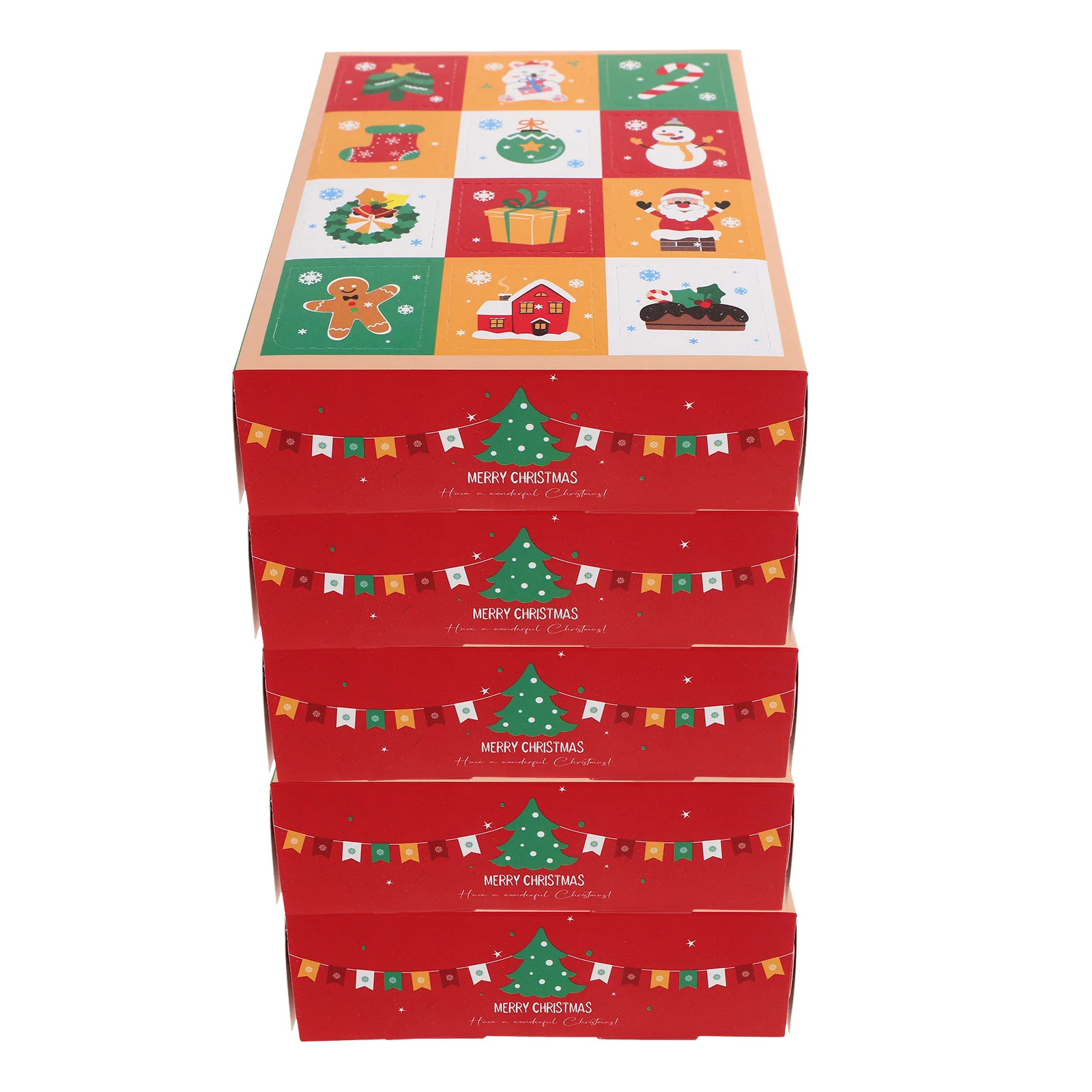 

5 Pcs Christmas Gift Boxes Holiday Paper Treat Goodies Party Supplies Advent Candy Containers Packaging Cases Christmas Supplies