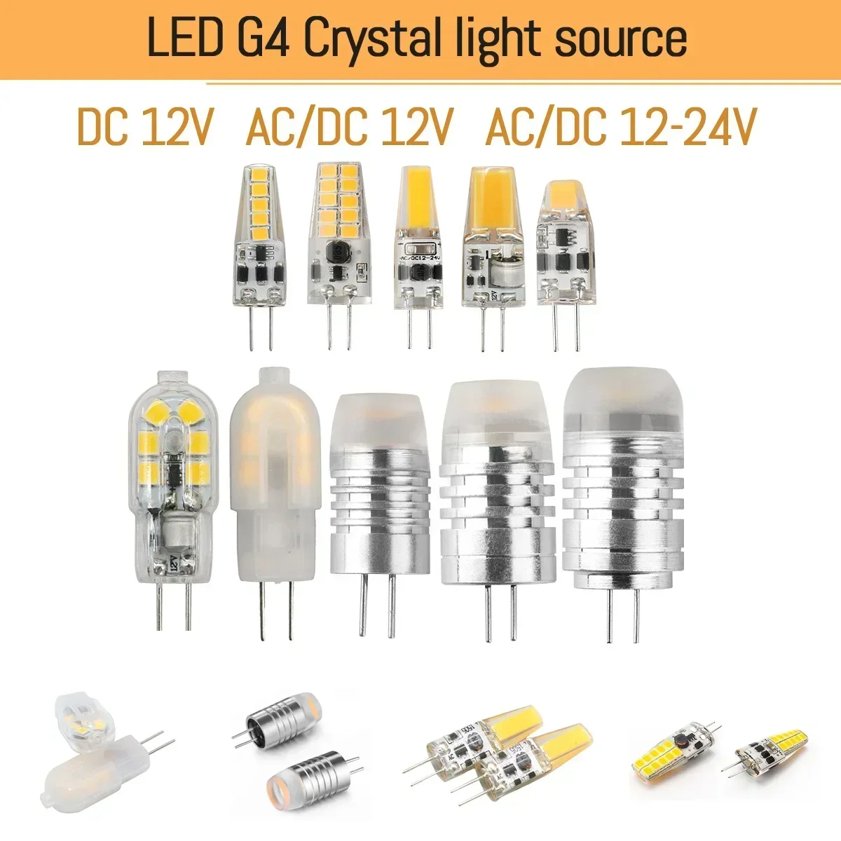 

3pcs Mini G4 12V 24V LED Lamp Dimmable light 3W COB Bulb AC DC 12V Lampada COB 360 Beam Lampada G4 COB Lights Replace Halogen