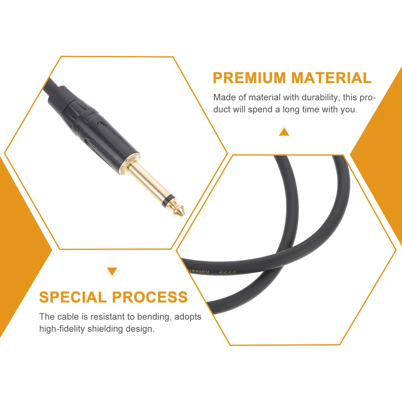 Cable de Audio macho a macho de 6,35mm para guitarra eléctrica, fuerte calidad de sonido antiinterferencias, uso en escenario de estudio, Audio profesional