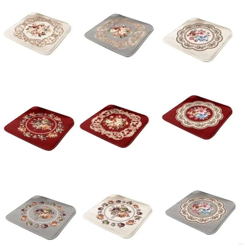 

B0KC Memory Foam Chair Cushions Flower Pattern Square Seats Pad Comfortable Support for Office Chair Anti Slip Functionality