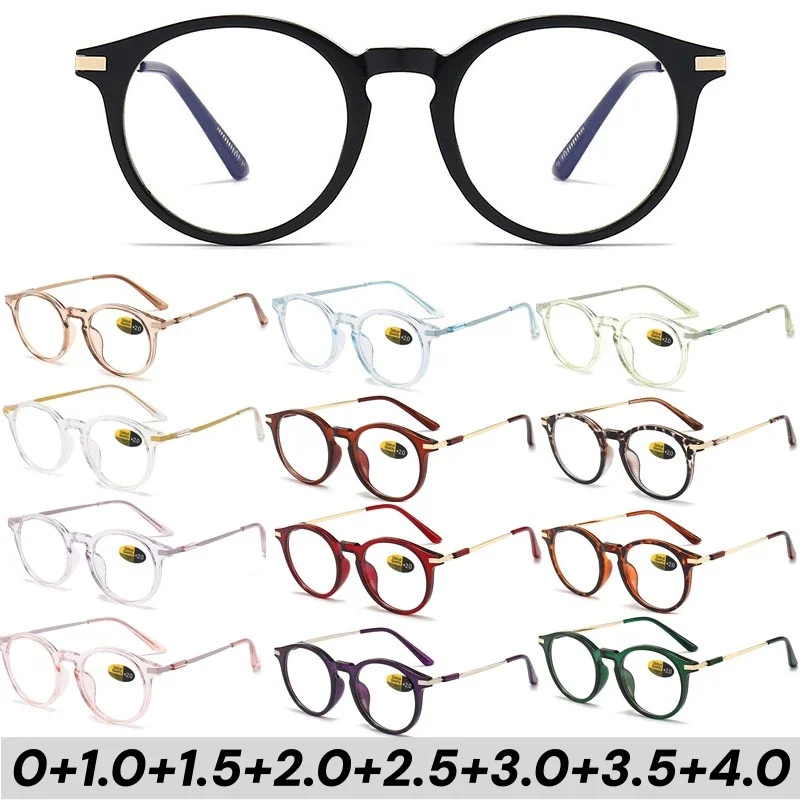 

New Vintage Round Frame Reading Glasses for Women Men Large Frame Anti Blue Light Presbyopia Glasses Transparent Color Lenses
