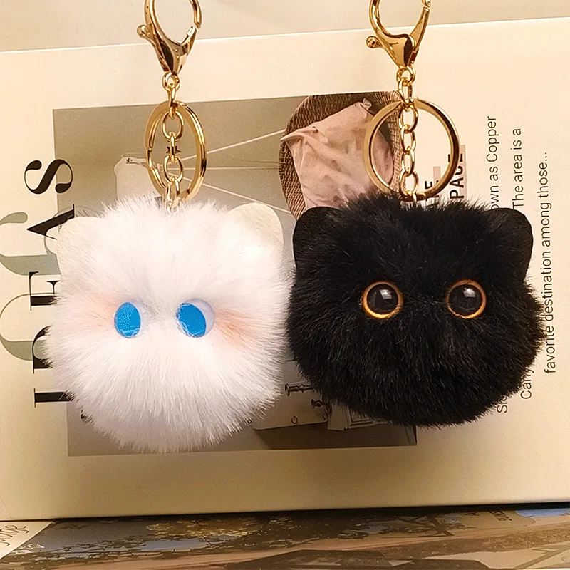 Blush plush cat key chain, schoolbag pendant.