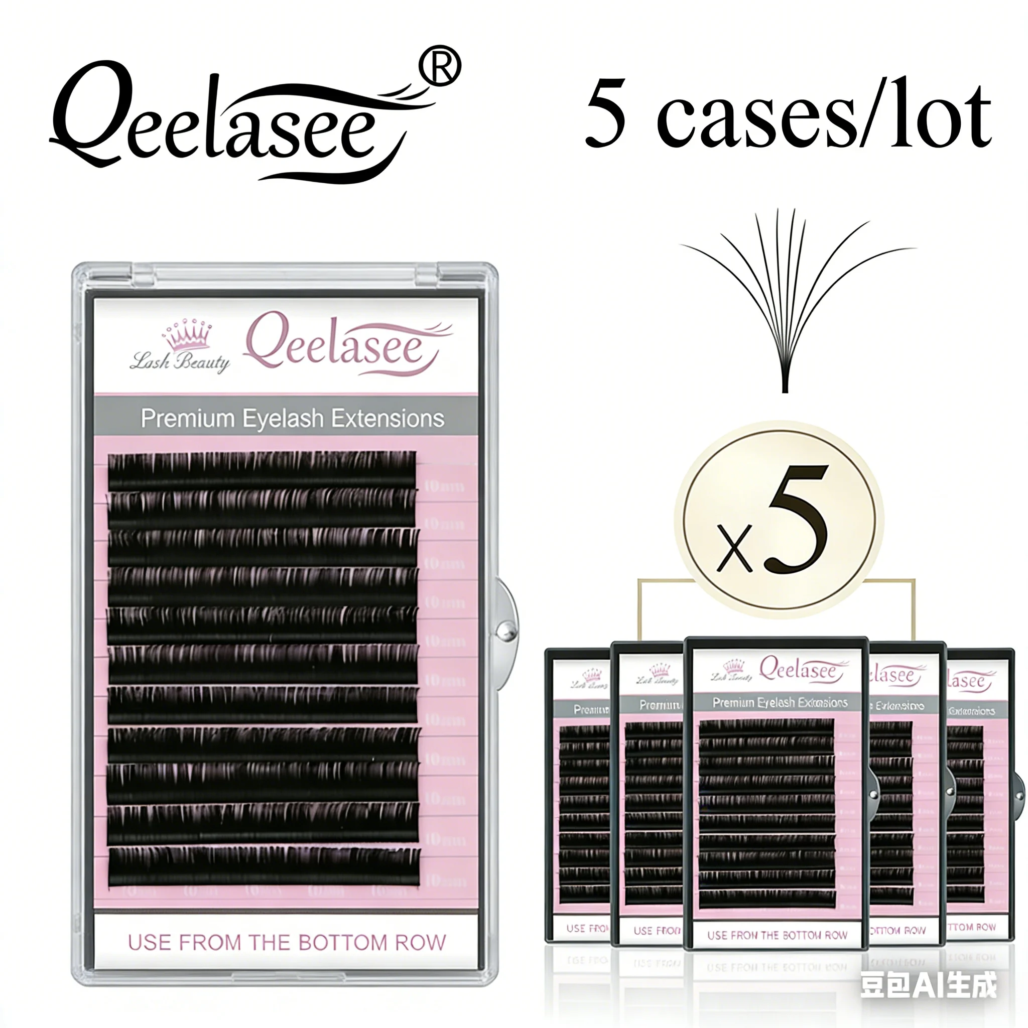 Qeelasee Alle maten 5 hoesjes 8-15 mm Mink Lash Extension Koreaanse Mira Curl Lash Materialen Make-up Tool voor Salon Wimpers Extension