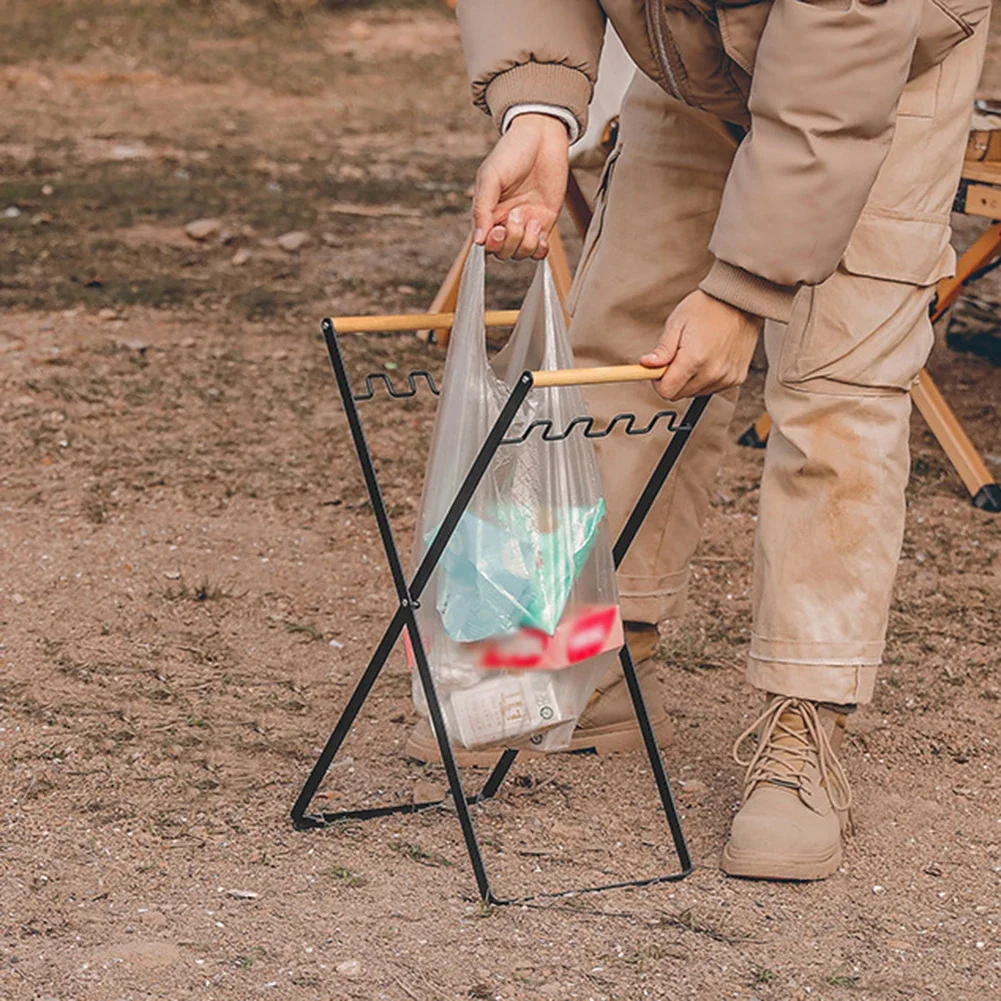 Bolsa colgante de basura de plástico plegable para acampar al aire libre, estante de almacenamiento, soporte para bolsa de basura de Picnic, organizador de cocina