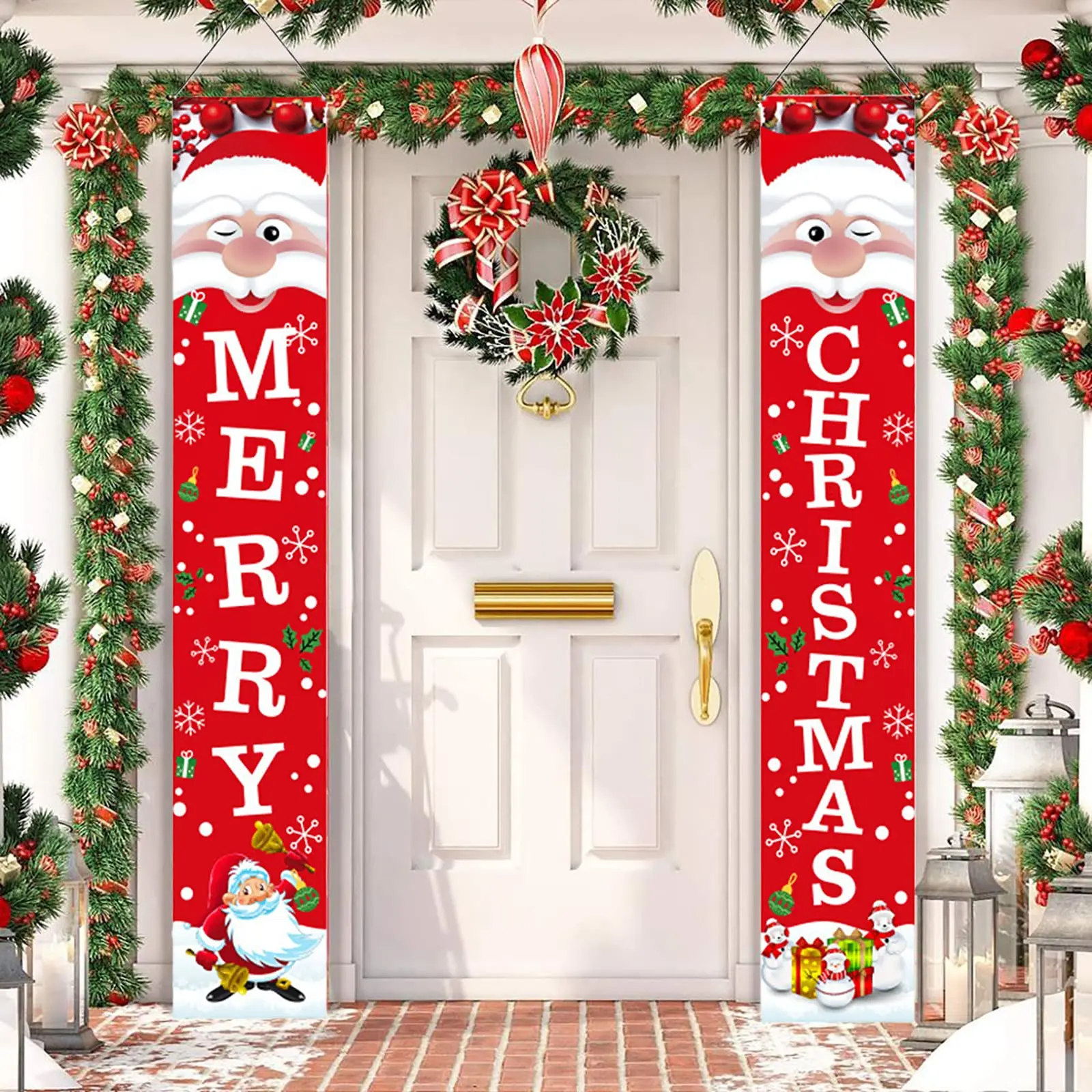 

Christmas Decorations Banners, Merry Christmas Party Decor, Bright Red, Xmas Hanging Banner for Outdoor, Indoor, Home Front Door