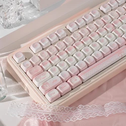 Gift Keycap MOA Profile Pink Ribbon Bow KeyCap 131Keys PBT Thermal Sublimation Personalized Cute Keycaps for Mechanical Keyboard