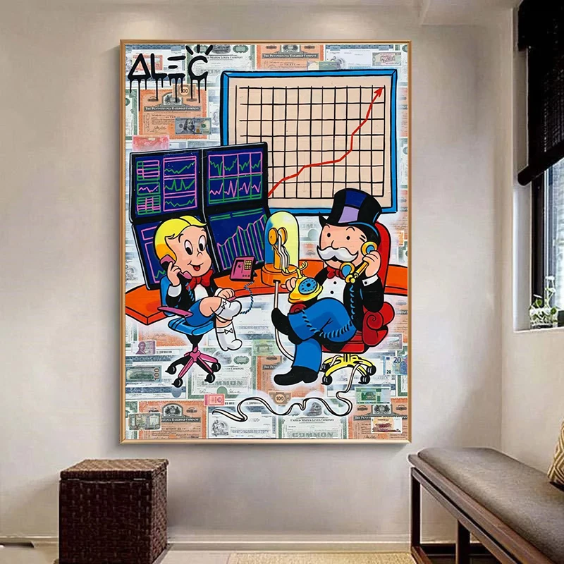 Monopoly Trading Charts Calls Painting Graffiti Art Canvas Poster and Prints Wall Art Picture for Living Room Home Decor Cuadros