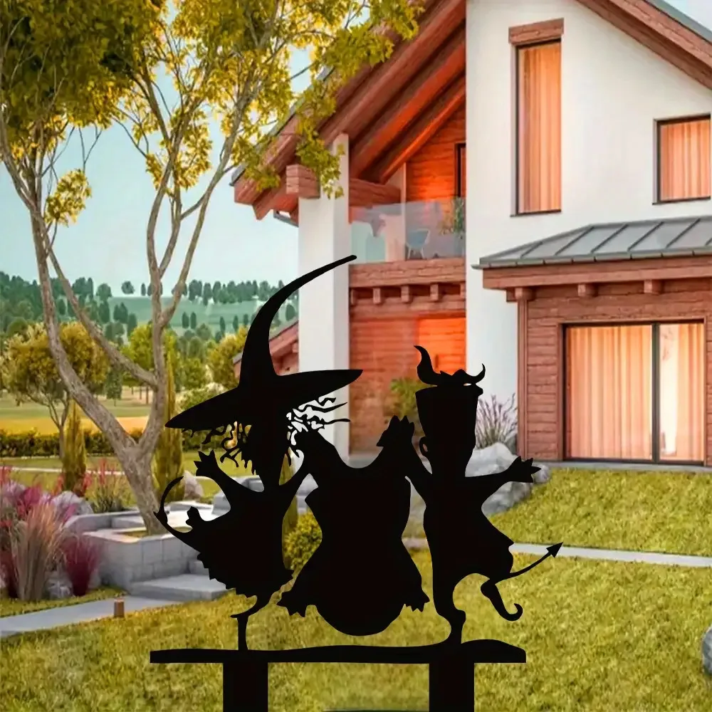 CIFBUY Metal Wall Decor Halloween Ghost Yard Sign Lock Vibration Bucket Design Outdoor Porch Garden Decoration