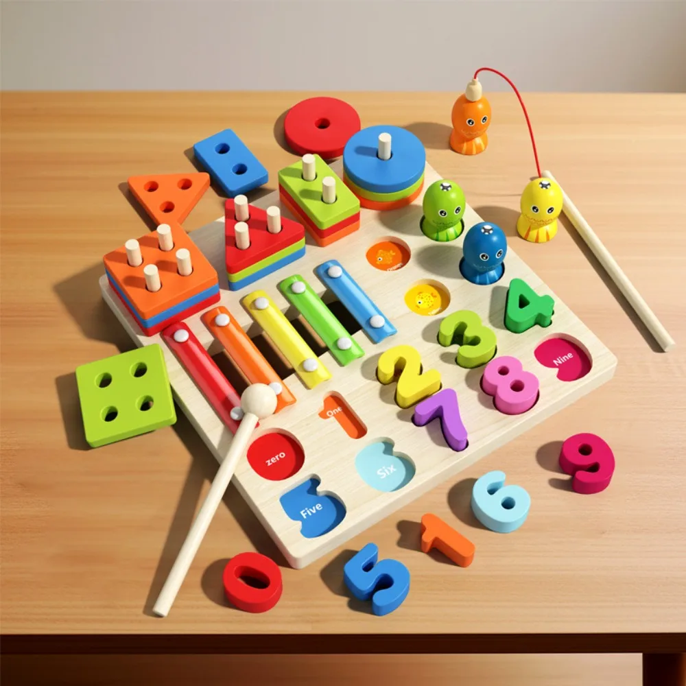 

Educational Geometric Shape Matching Game Toy Exercise Hands-on Color Sorting Wooden Geometric Stacked Toy Montessori