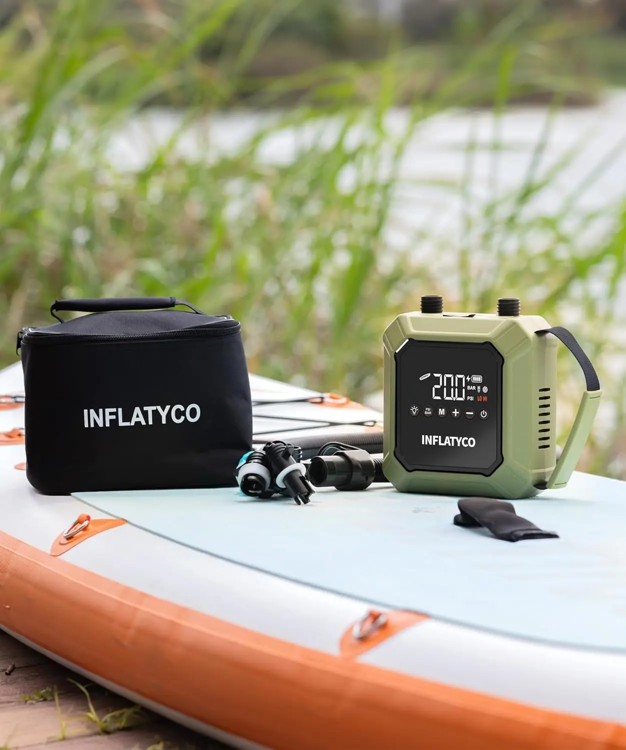 Portable Electric SUP Pump 20PSI Rechargeable Battery Inflator Deflator for Paddleboard Kayak Boat Tent