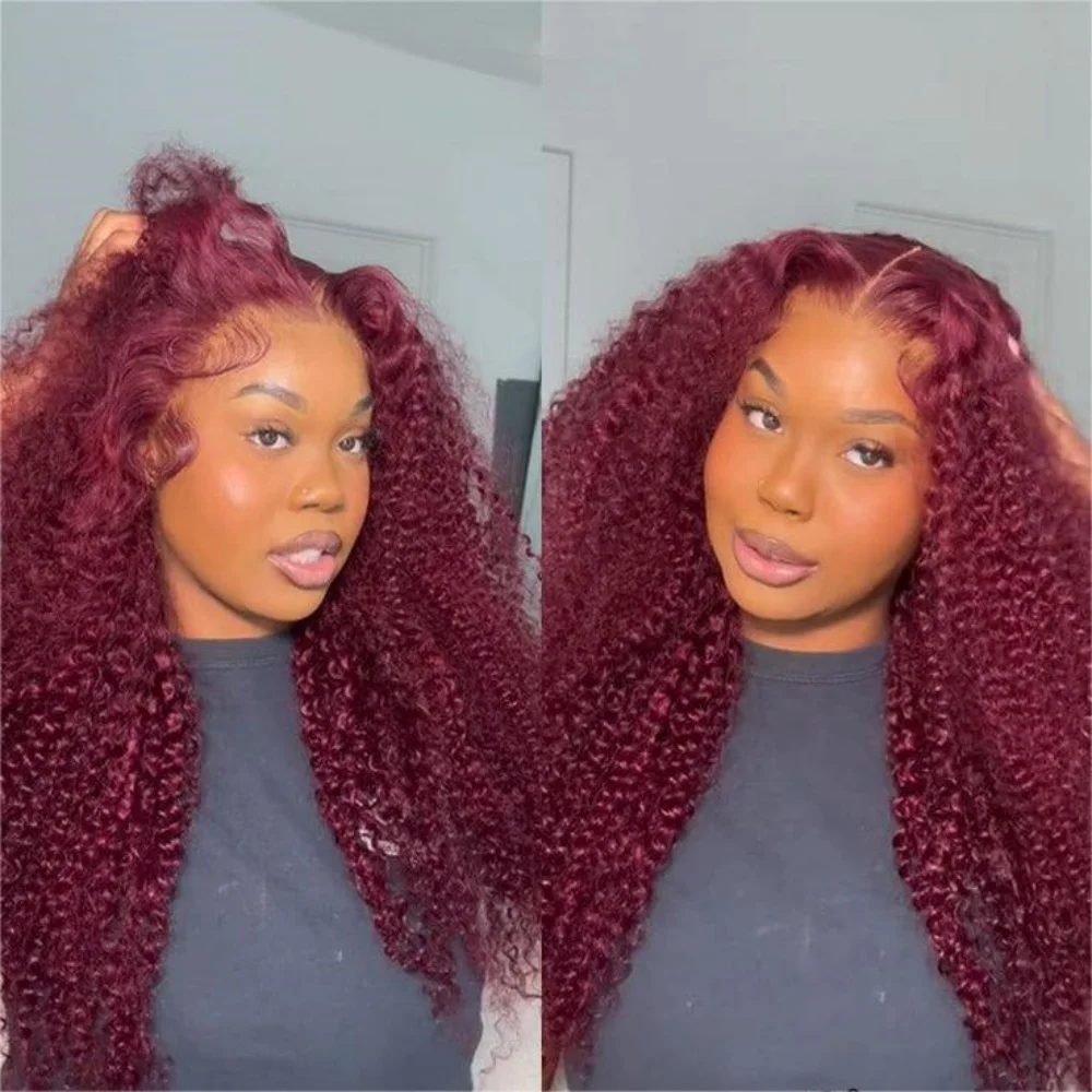 

Burgundy 13x6 Hd Lace Frontal Human Hair Wig 13x4 Brazilian Curly Lace Frontal Wigs Deep Wave Colored Human Hair Preplucked Wig