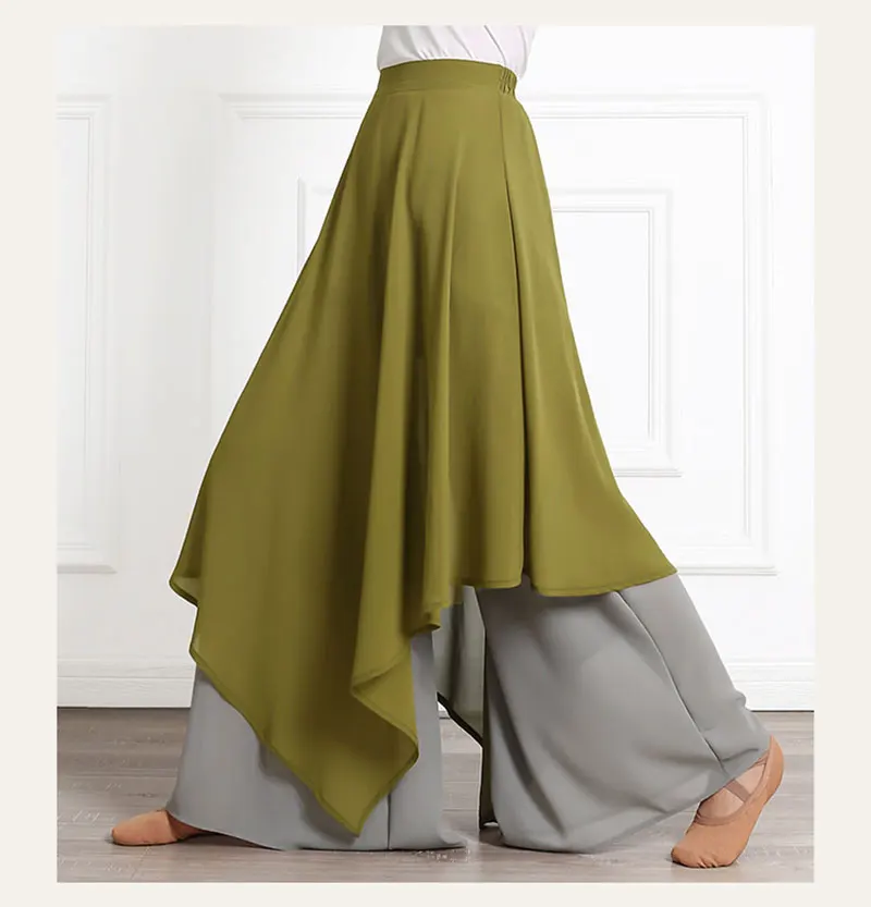 Folk Dance Pant Classical Dancing Pants Women Loose Wide Leg Trouser 2 Layers Fairy Rhyme Dancewear Flowy Pant Contrast Color