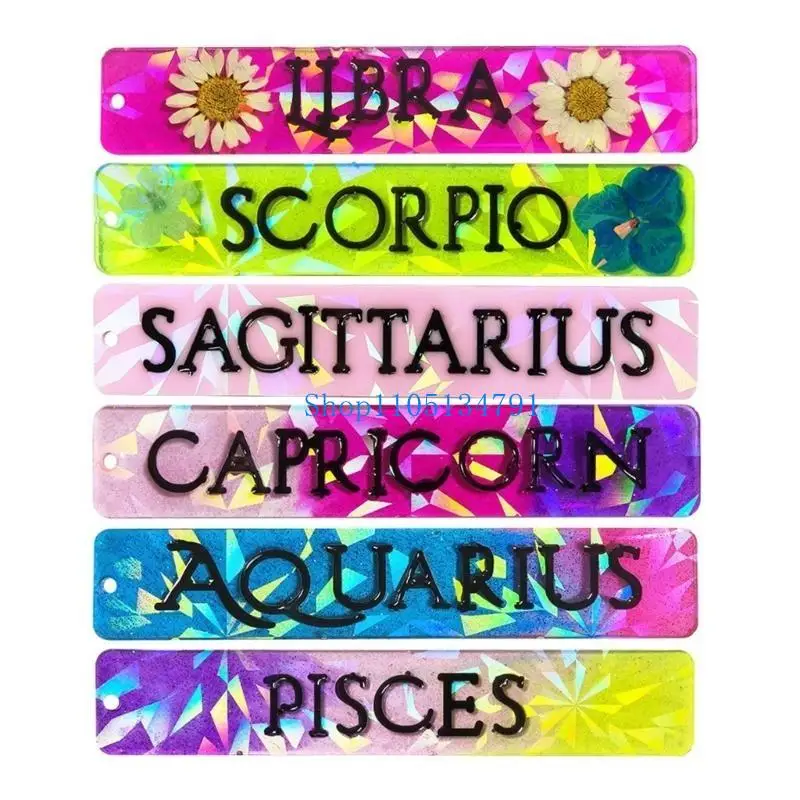98km 2Pcs DIY Silicone Mold 12 Star Sign Bookmarks Casting Mould Holographics Molds