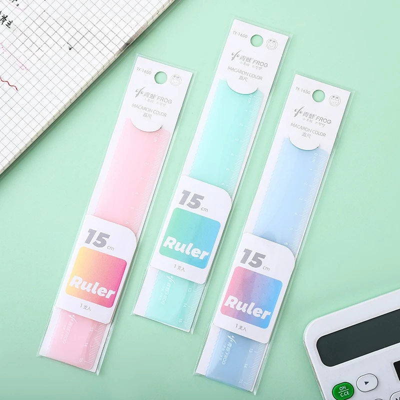 50pcs Pretty Macaroon Color 15cm Ruler Kawaii Accessories School Tool 18cm Rulers Student 20cm Ruler Cute Stationery Wholesale