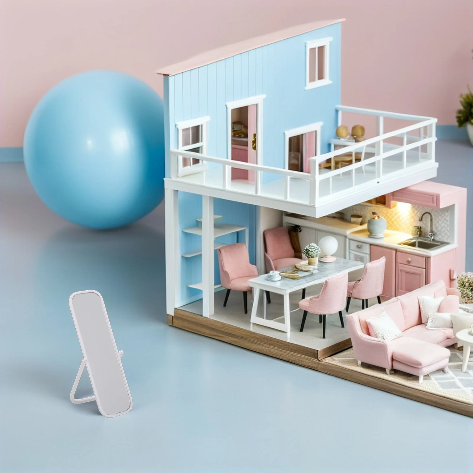 1:12スケールミニチュア全身鏡DIYクラフトプラスチック反射面家具アクセサリー（リビングルーム、寝室用）