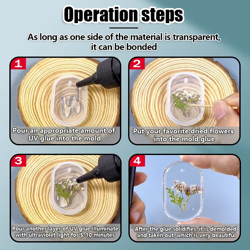 LOOLIFL alta transparente cola UV, cola sem sombra, cola UV curado, para manuais, DIY、 Vidro, jóias de cristal, proteção de adesão de fibra óptica, eletrônica
