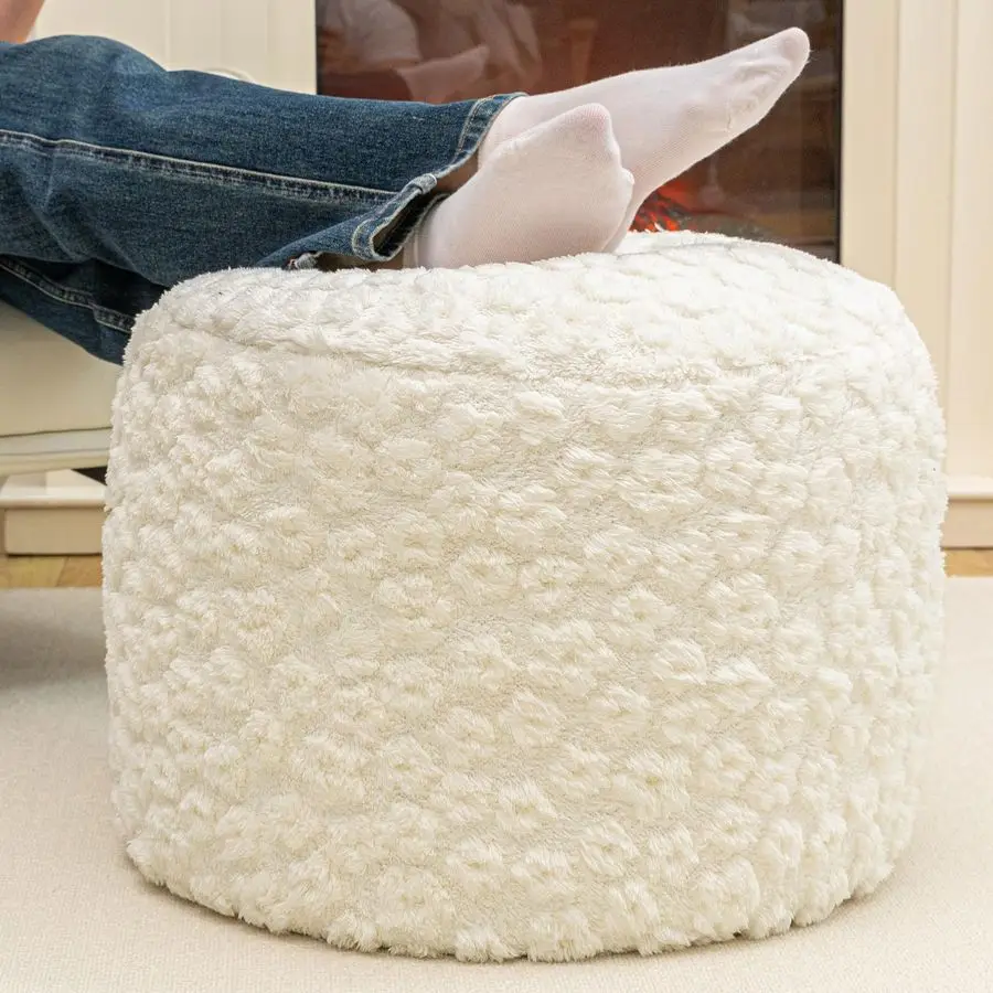 

Подставка для ног, фаршированная круглая напольная подставка в стиле бохо, кресло для сидения, османский табурет для ног, напольная подушка, сумка-погремушка, пуф 18x18x14 дюймов, кремовый Whi