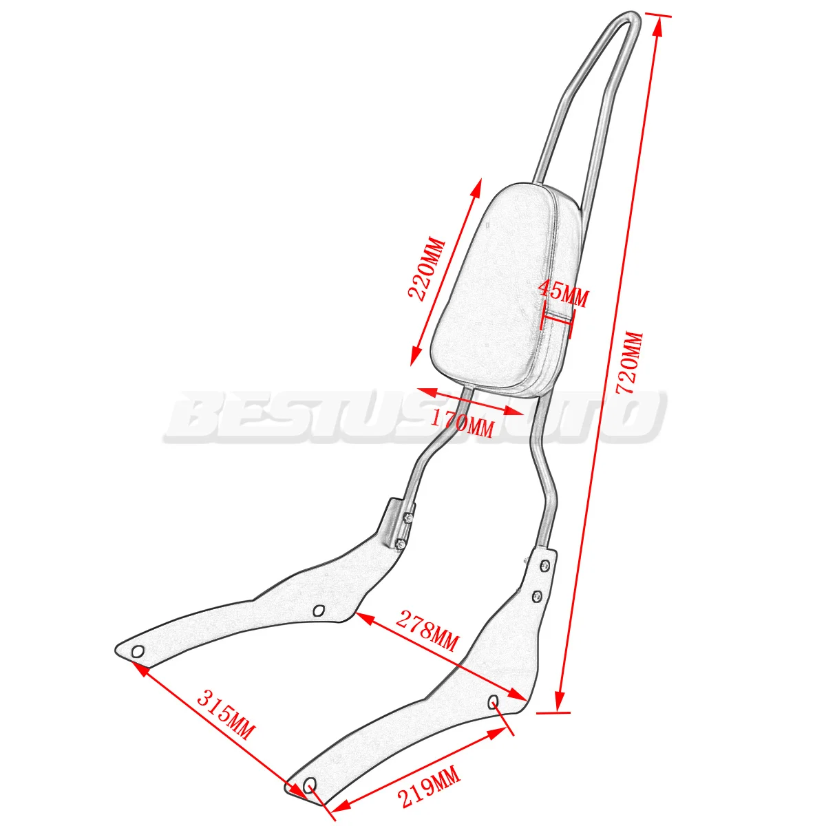 Motorcycle Backrest Sissy Bar For Yamaha Dragstar V-Star 400 650 XVS400 XVS650 Classic 1998-2022 2012 2013 2014 2015 2016 2017