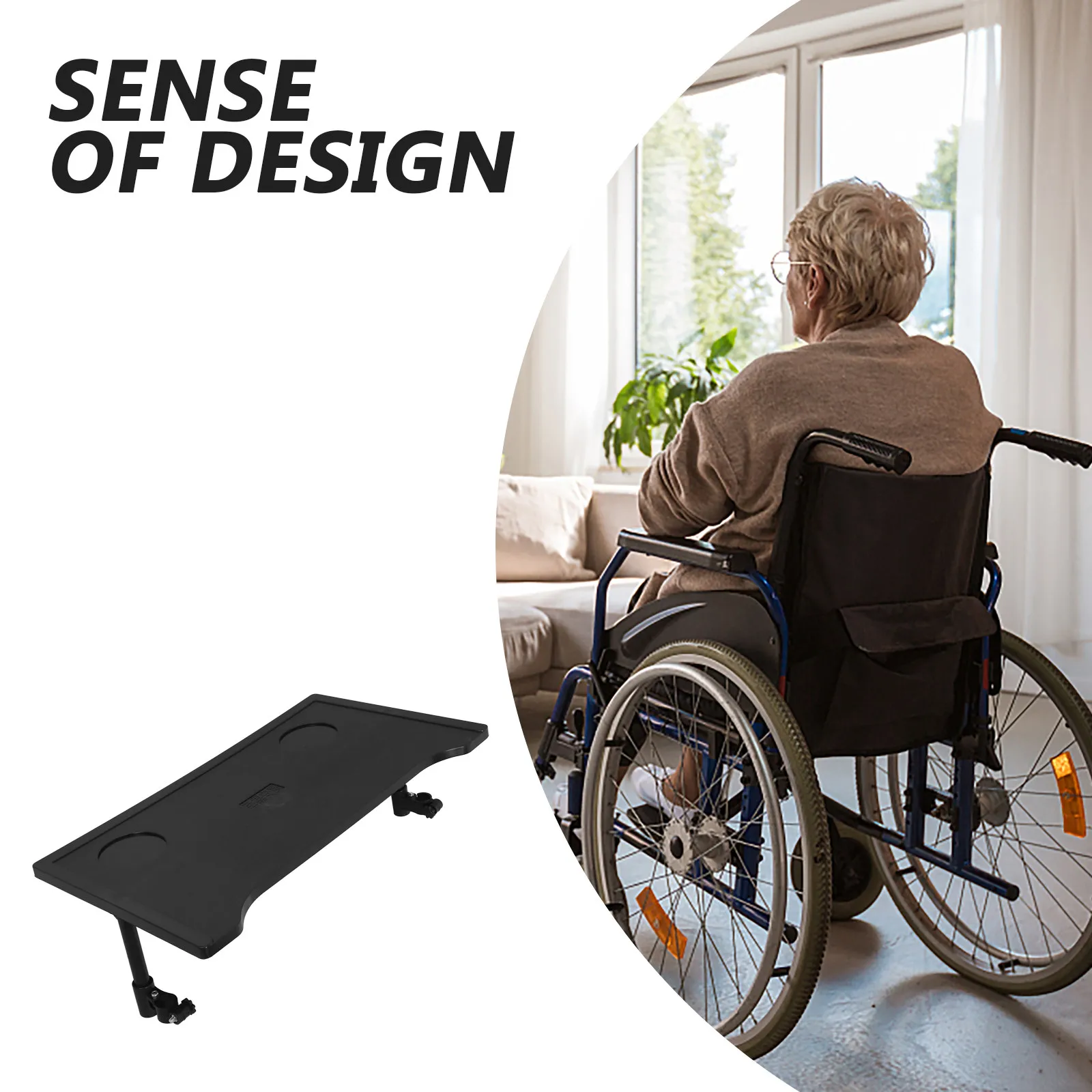 Bandeja de Mesa Destacável para Cadeira de Rodas para Idosos, Leve, em Plástico ABS, Mesa Universal com Suporte para Copo e Armazenamento