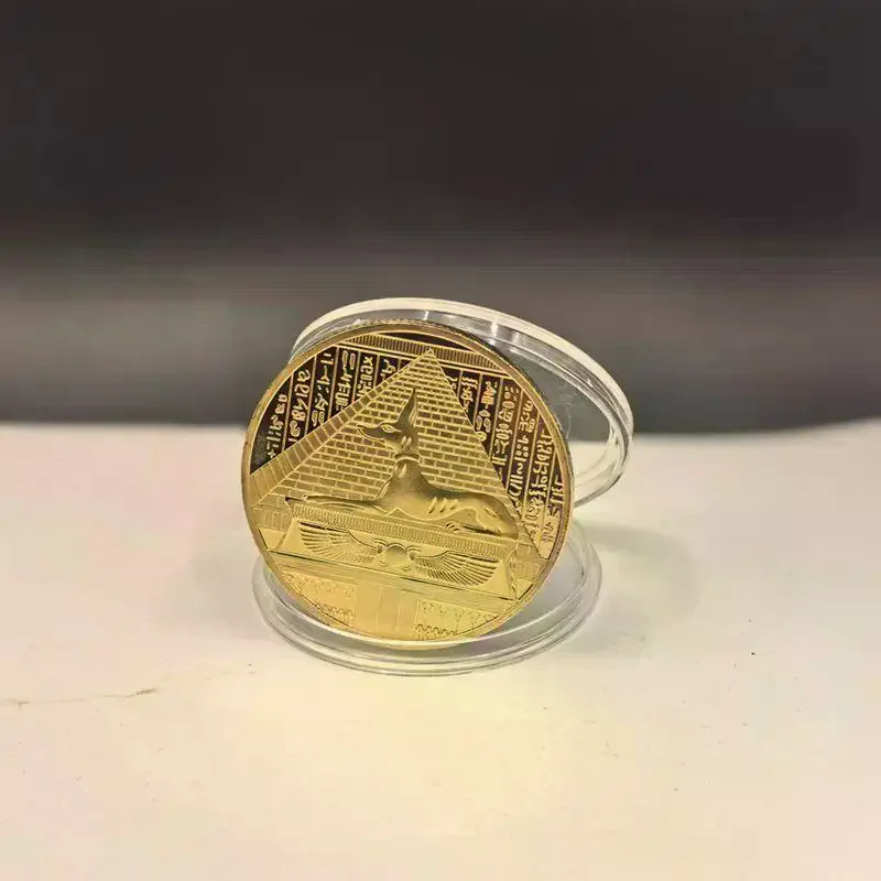 1 Piece Pyramid Dieb Pattern Commemorative Value Token Coin Ancient Egypt Anubis The  Of Death Gold Plated Coin