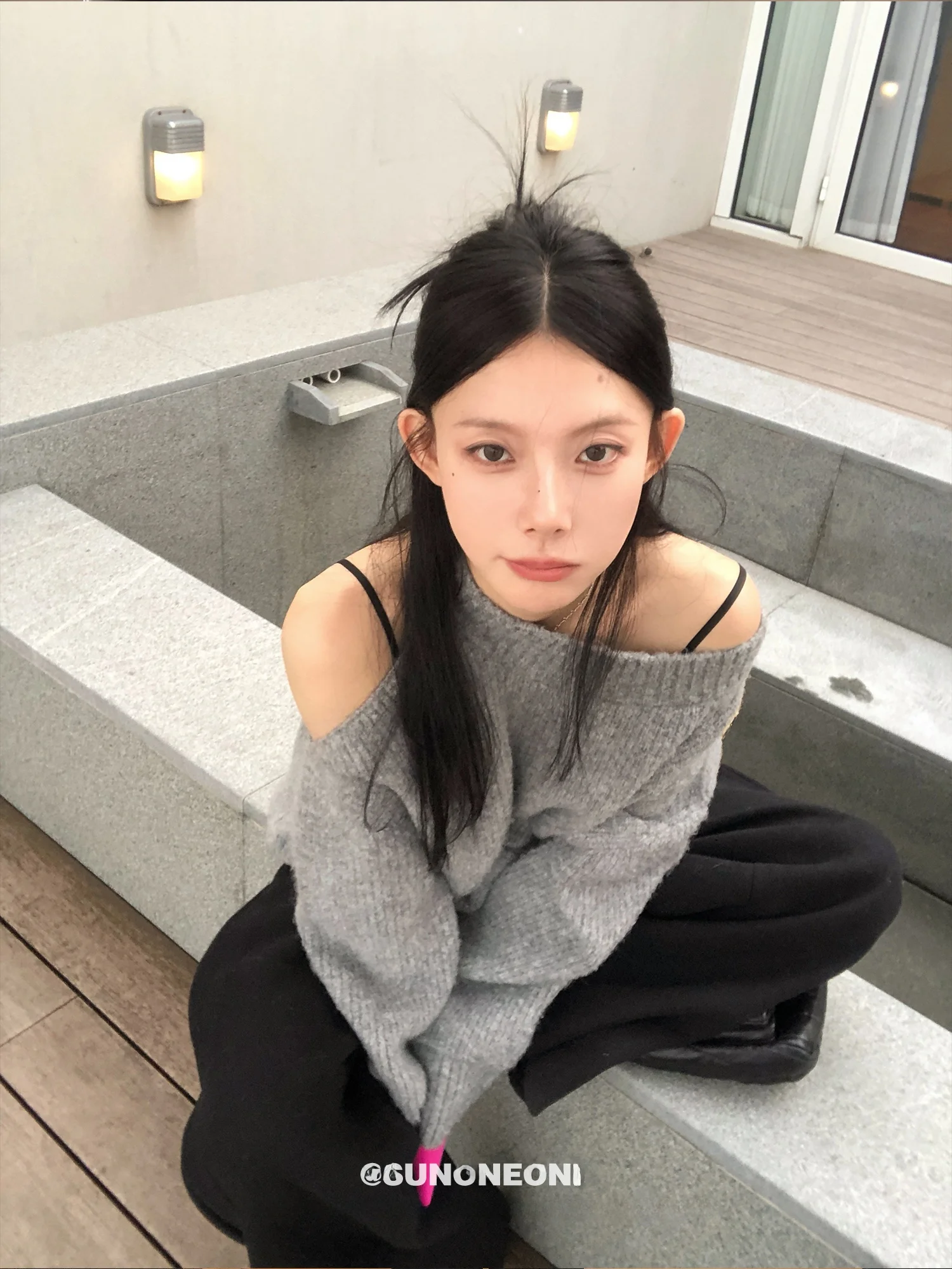 

ay Knitted oulder Bared Slant Collar Loose Women's Sweater Lazy Winter Sle Long Sve Pure Color Autumn Faion