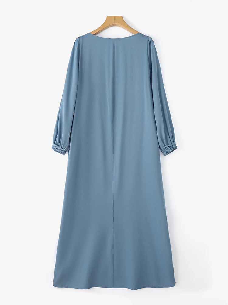 ZANZEA mujeres Denim-azul vestidos largos de fiesta moda suelta cuello pico manga larga abombada Maxi vestido de gran tamaño 2026 primavera mujer bata 3XL