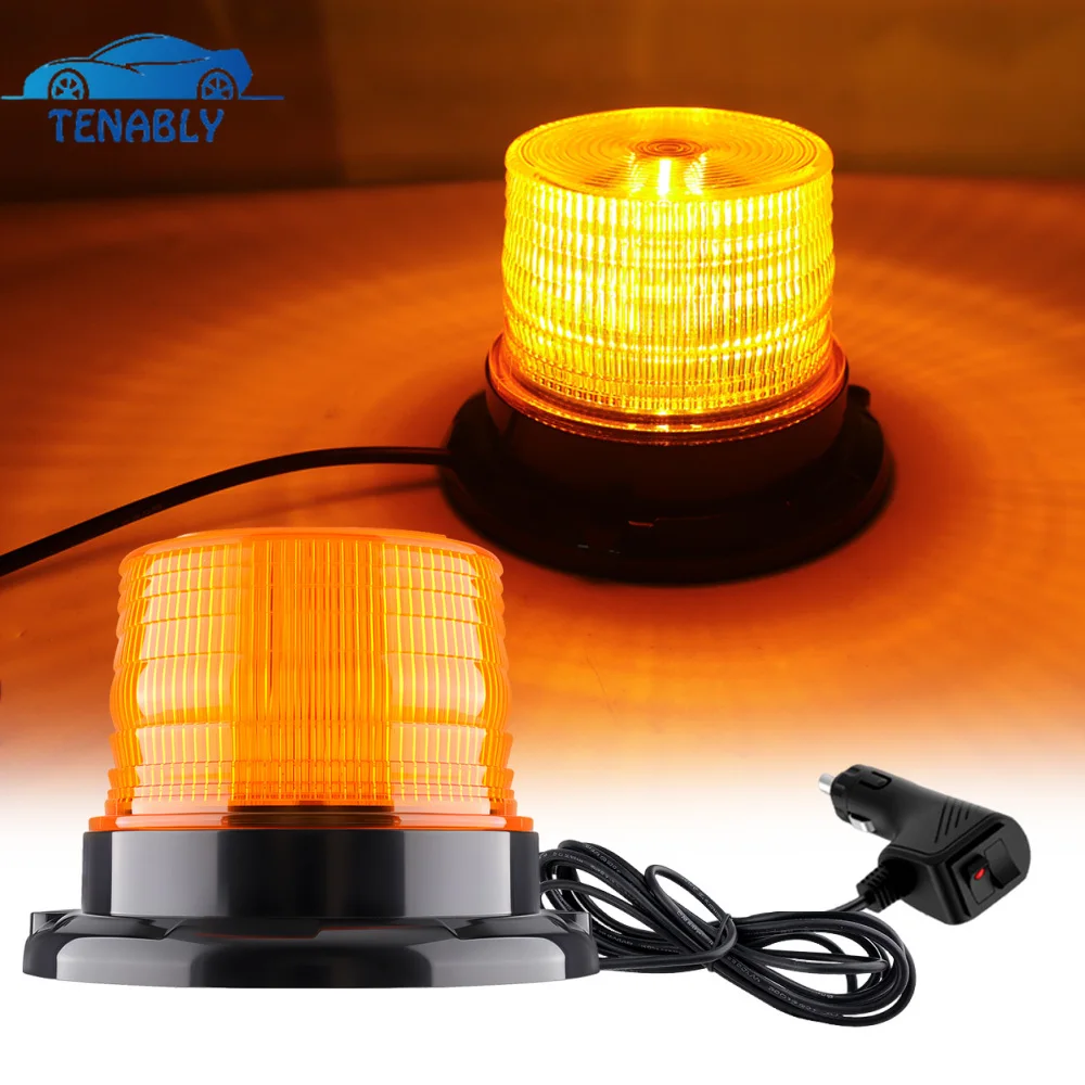 40 LED Warning Flash Beacon Lights  Amber Warning Safety LED Strobe Lights with Magnetic for Vehicle Truck Tractor Car 12V-24V