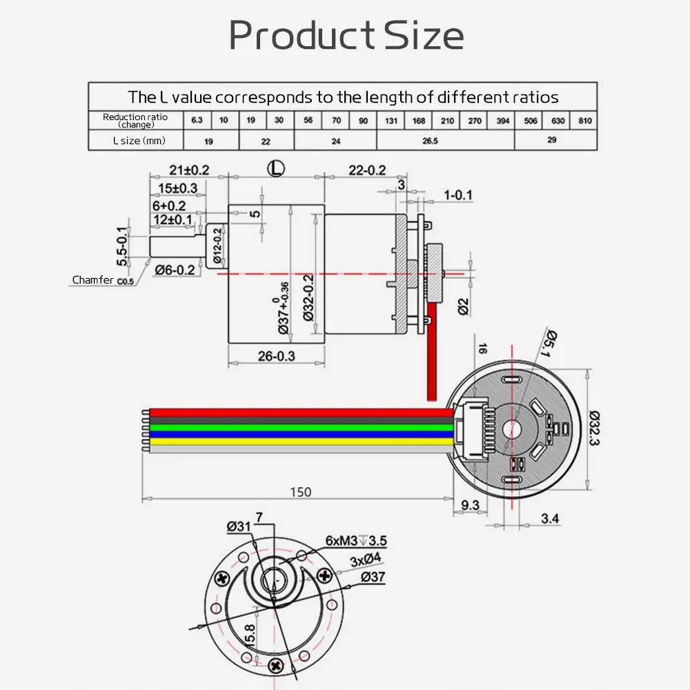 Micro Planetary DC Reduction DC Brushed Motor JGB37-520 Hall Encoder 6V~12V Forward And Reverse High Torque 21KG.CM Gear Motor