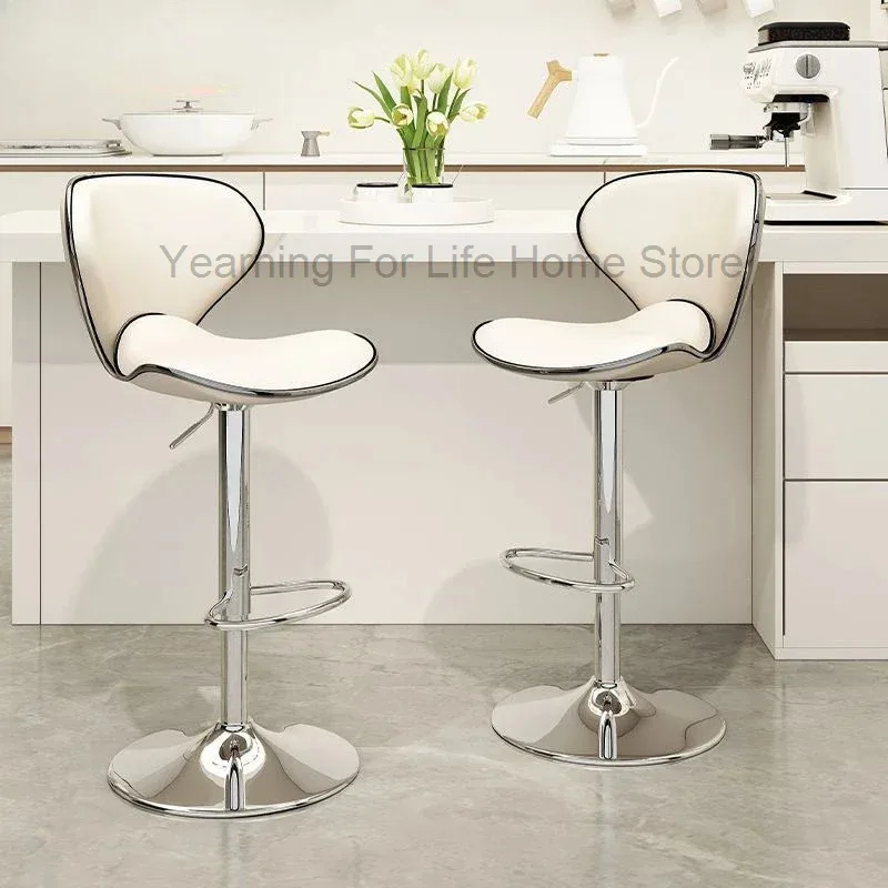 

Light Luxury Bar Chair Lift Chair Front Bar Stool Home Kitchen High Stool Iron Swivel Backrest Butterfly Bars Chairs Soft Seat