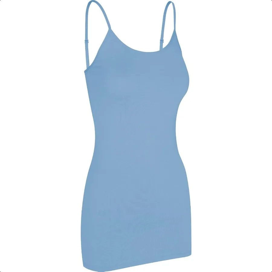 

Women's Spaghetti Strap Stretch Cotton Long Cami Camisole Tank Top