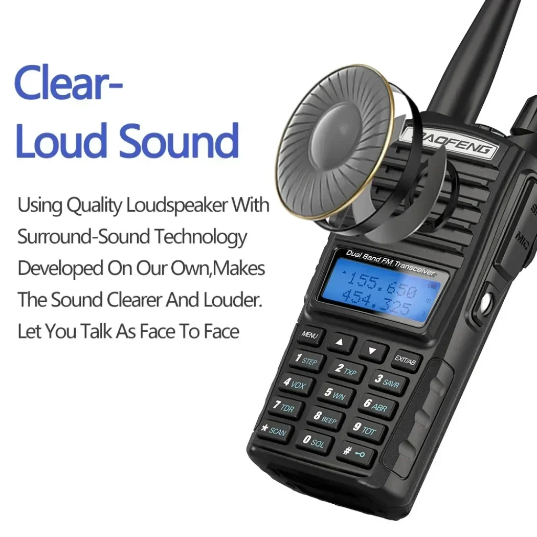 วิทยุสื่อสาร Baofeng UV-82 8W 5W กำลังส่งสูง แบบสองย่านความถี่ VHF UHF ปรับกำลังได้สามระดับ พกพาสะดวก สำหรับการล่าสัตว์ พร้อมปุ่ม PTT รุ่น UV-5R วิทยุสื่อสารสองทางสำหรับนักวิทยุสมัครเล่น