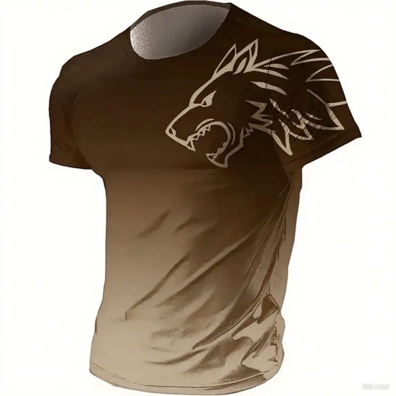 T-Shirts für Herren, Fitness, Sportbekleidung, 2024, Sommer, Vintage, Herren, 3D-gedruckt, schnell trocknend, Farbverlaufs-T-Shirt, Tier-Wolf, kurze Ärmel