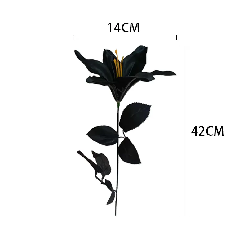 Halloween Decoration Black Red Lily Fake Flower Simulated  White Flowers Gothic Home Decors Mexican Day Of The Dead Ornament