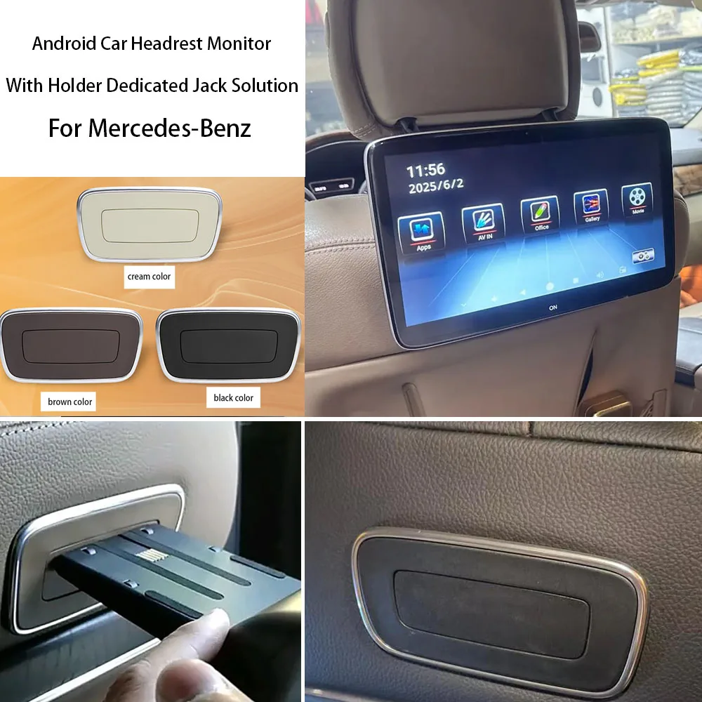 Android Car TV Headrest Monitor With Holder Jack Solution For Mercedes Benz GLE350 GLE450 GLE580 Rear Seat Entertainment System