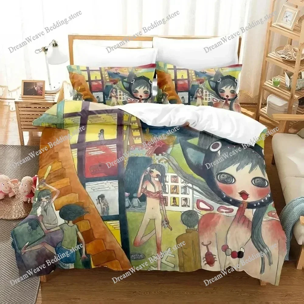 Anime Aya Takano Bedding Set Duvet Cover Bed Set Quilt Cover Pillowcase Comforter King Queen Size Boys Adult Bedding Set