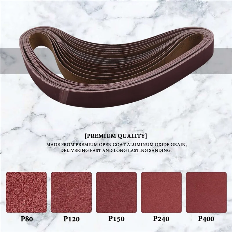 

AB34-15 Pcs 1X30 Inch Aluminum Oxide Sanding Belts Heavy Duty Sanding Belts Multipurpose Abrasive Belts For Belt Sander