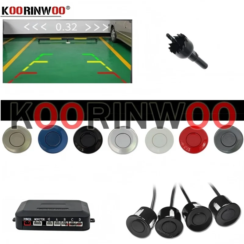 Koorinwoo Cars Parktronic Sensors Video System For AHD Monitor And Camera Alarm Beep Backup Radar 4 Vechile Parking Accessories