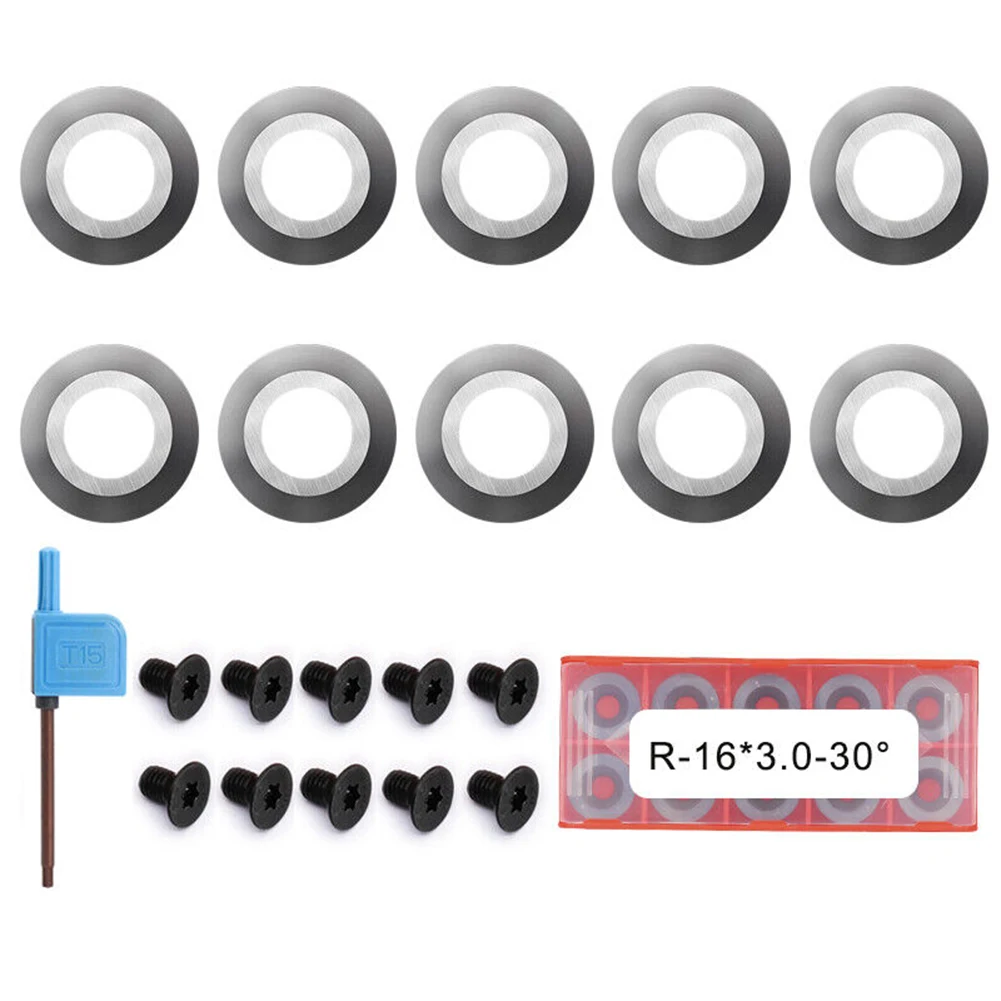 

16mm Diameter Round Carbide Inserts Cutters Indexable W Screws For DIY Wood Turning 30° Cutting Angle Turning Insert Woodworking