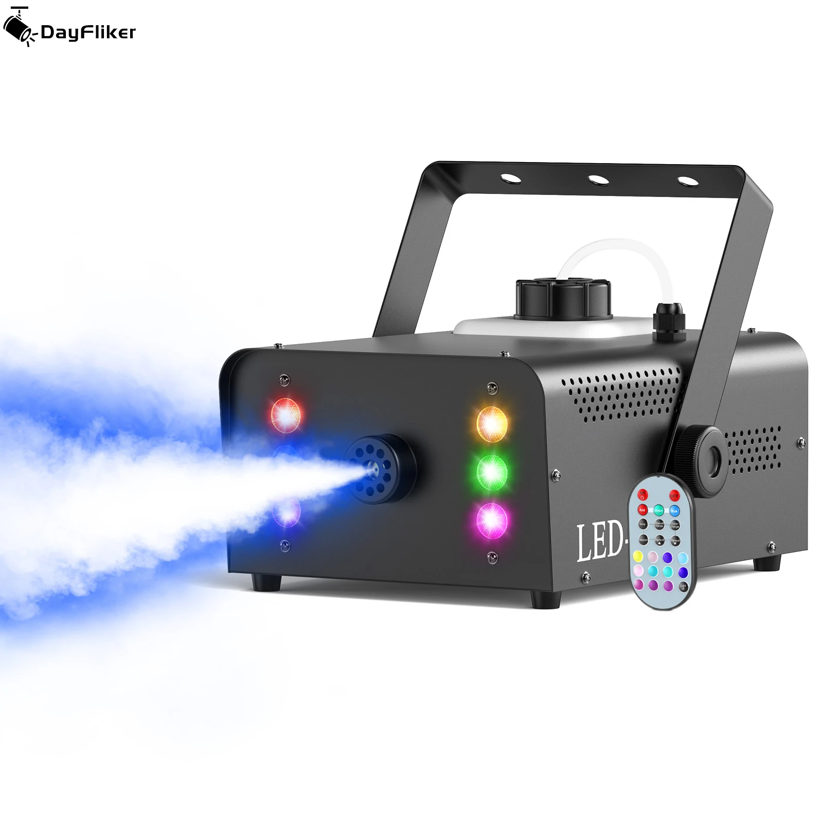 

DayFlicker 1500W Smoke Machine DJ Stage Nightclub Party Show Concert Bar Fogger Effect RGB 6 LED Multi Color With Remote Control